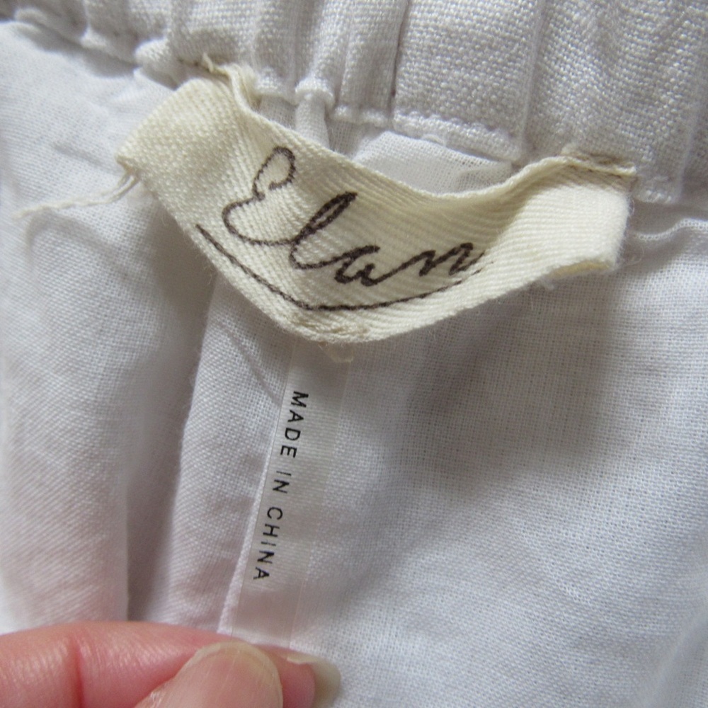 Elan White Linen Trouser Pants Large Button Wide Leg Minimalist Beach Boho - Picture 11 of 12